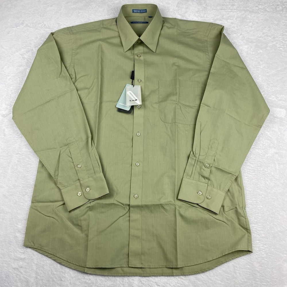 Lorenzo Zanteli Dress Shirt Mens 16-34/35 Bog Green Long Sleeves NWT!